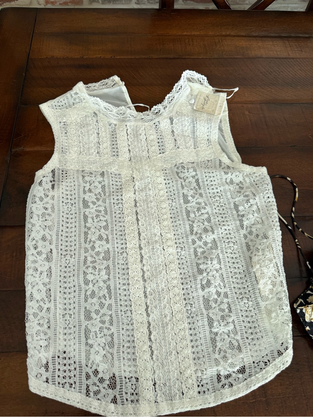 Free People Cream Lace Crochet Sleeveless Camisole